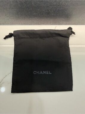 Authentic CHANEL Black Drawstring Pouch for Small Goods or Jewelry 6 in x 5 in